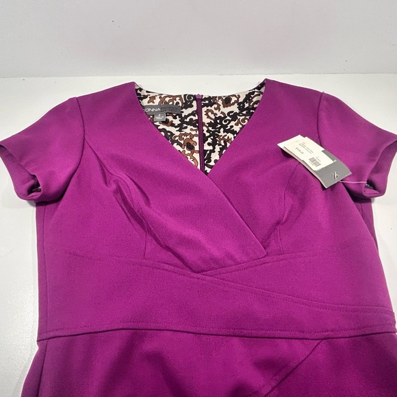 Donna Ricco New York Mulberry Purple Dress Size 4 NWT V-Neck Cocktail Dress - Picture 3 of 12